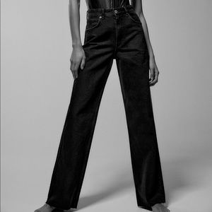 Zara long black jeans, zipper fly, BNWT, Wide leg